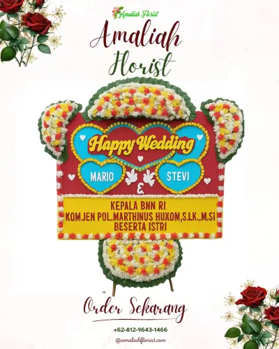 Karangan Papan Bunga Pernikahan di Cilamaya Wetan